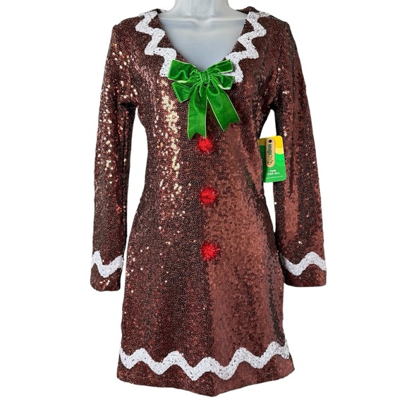 Tipsy Elves Bodycon Gingerbread Dress Sequin Holiday Party Christmas Size Small - Picture 1 of 11